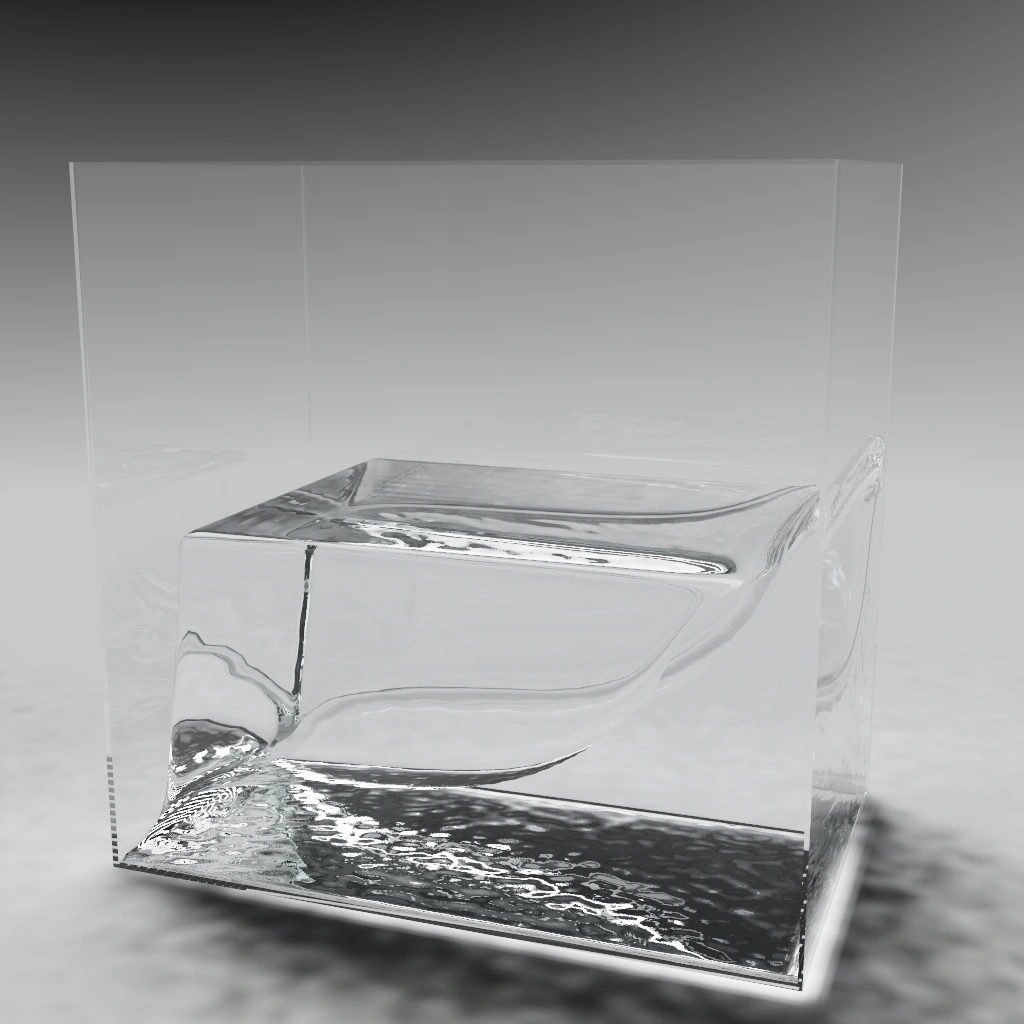 Gyro glass water tank rendered in Studio view